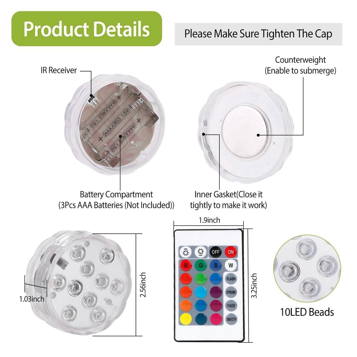 4-Piece: Submersible RGB LED Lights DailySale