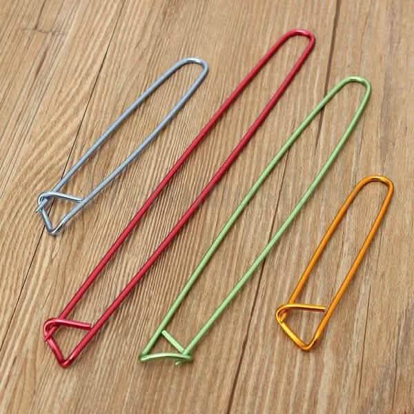 4-Pieces: Aluminum Stitch Holders Pins Knit Knitting Needles Crochet Hooks DailySale