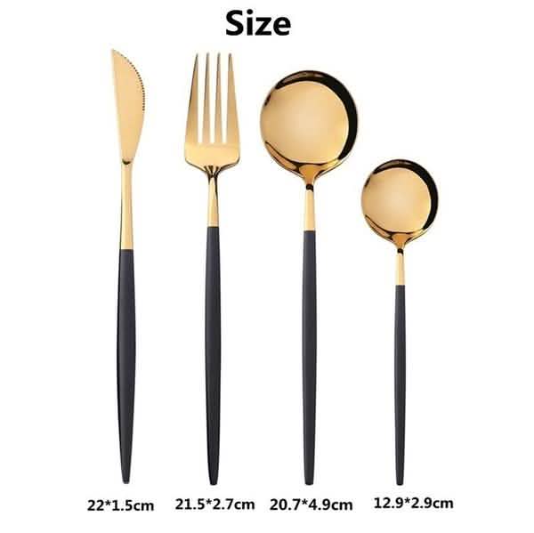 4-Pieces: Mirror Polish Dinnerware Set Stainless Steel Cutlery Set Flat Tableware DailySale
