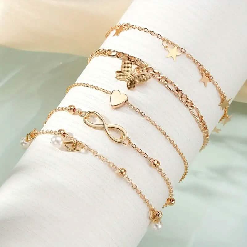 4-Pieces: Stackable Thin Chain Anklet Set DailySale