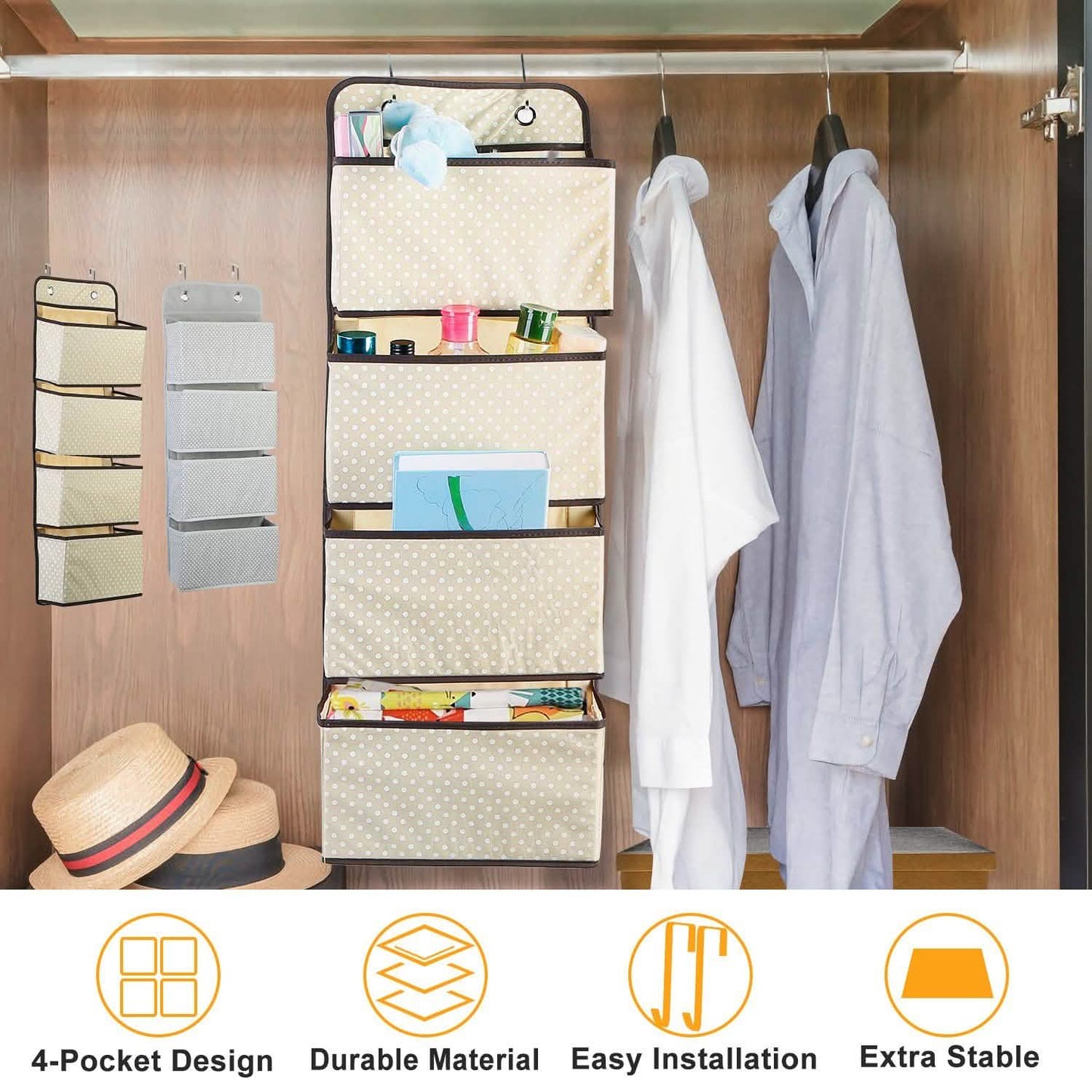 4-Pockets Wall Mount Closet Storage Organizer DailySale