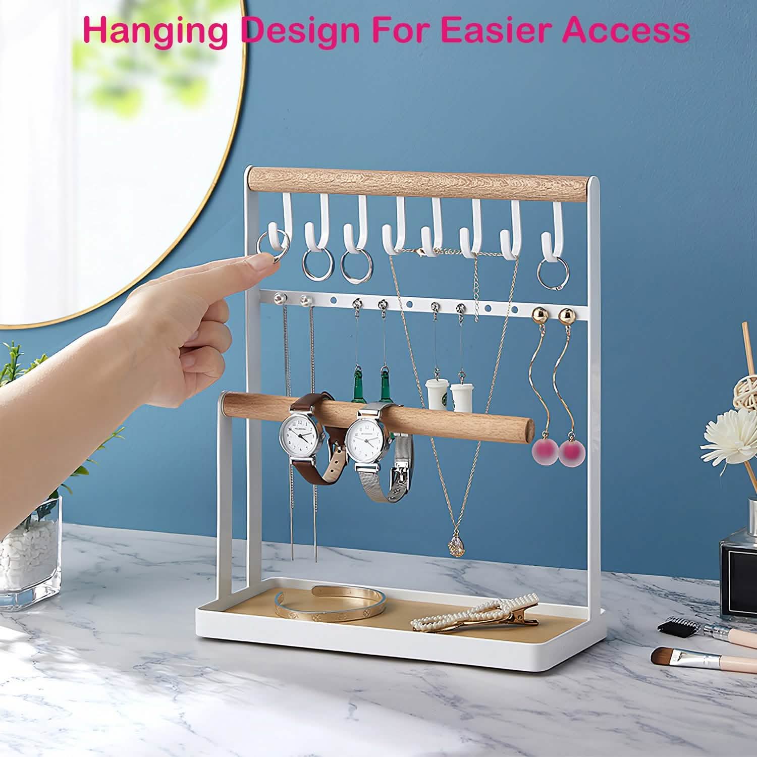 4-Tier Tabletop Wooden Jewelry Display Stand DailySale
