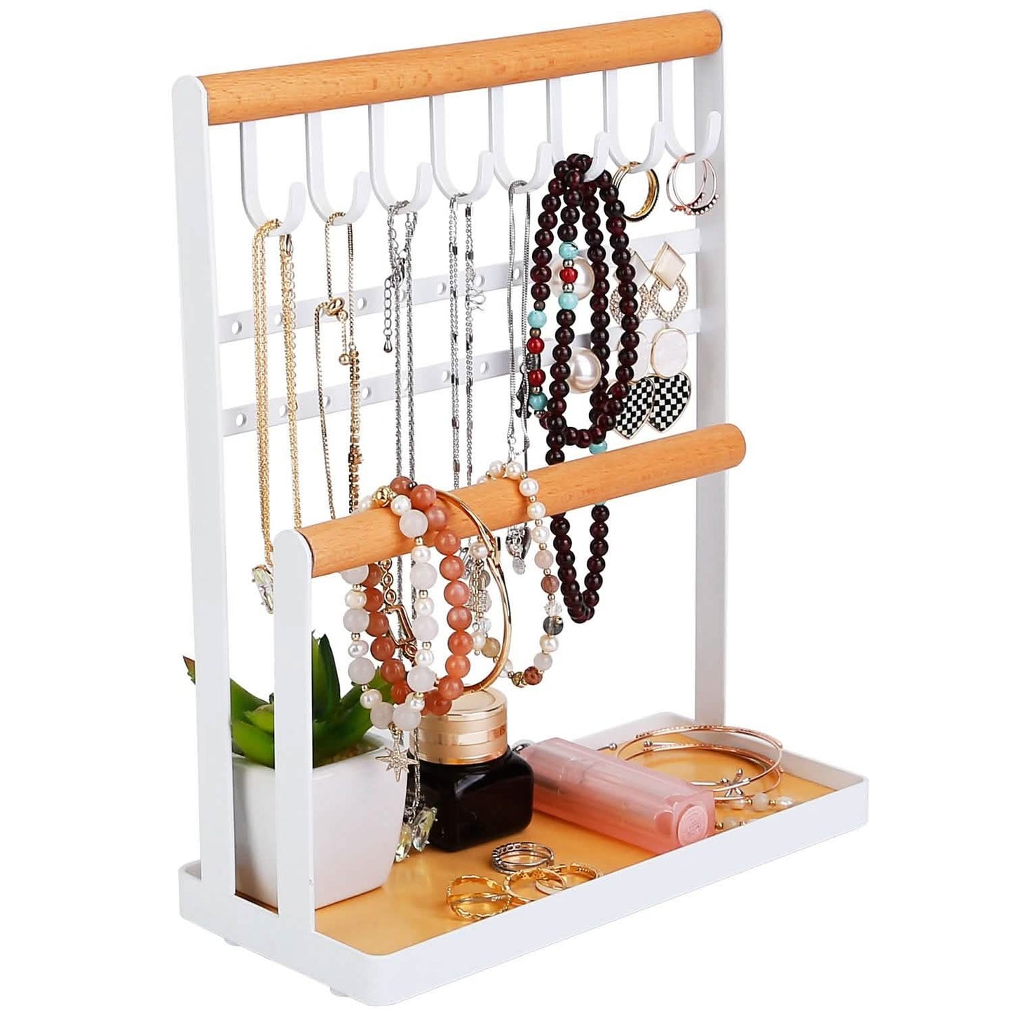 4-Tier Tabletop Wooden Jewelry Display Stand DailySale