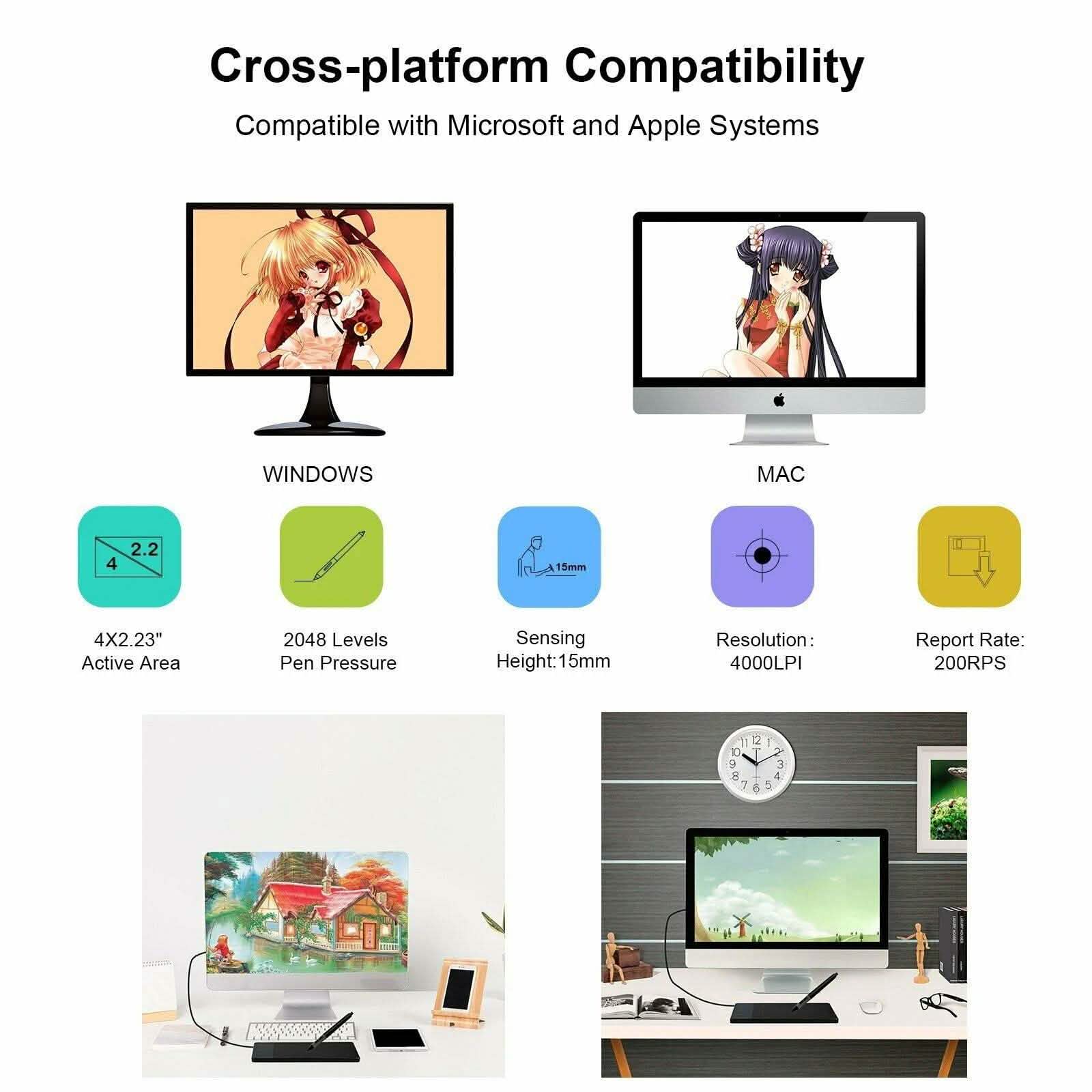 4 x 2.23" Anti-Interference USB Graphics Drawing Tablet DailySale