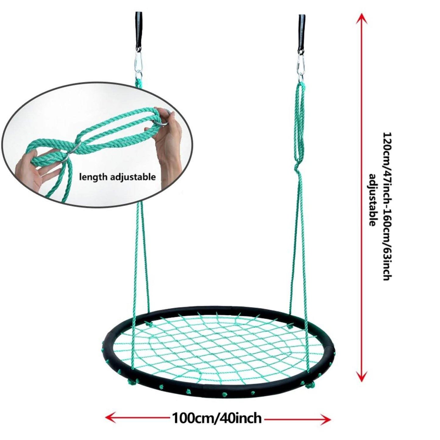 40" Disc Swings Seat Flying Saucer Tree Rope Web Net DailySale