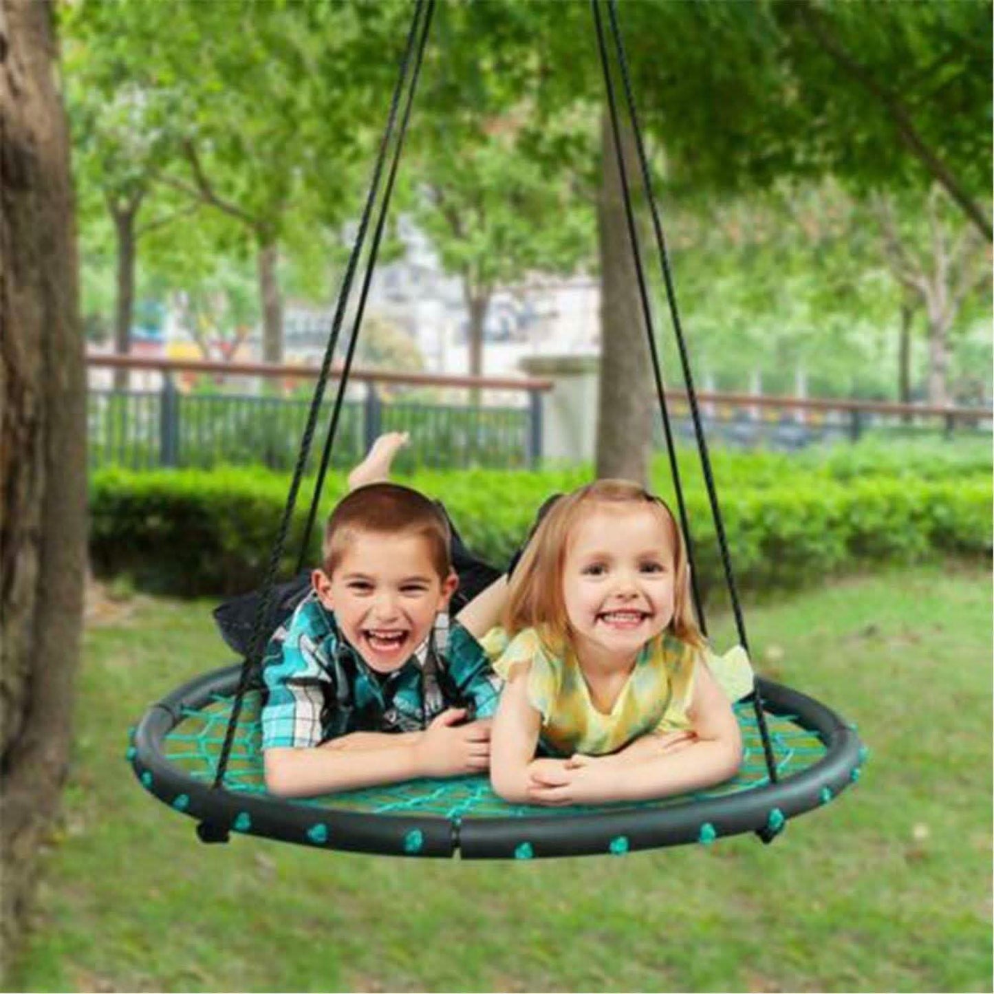 40" Disc Swings Seat Flying Saucer Tree Rope Web Net DailySale