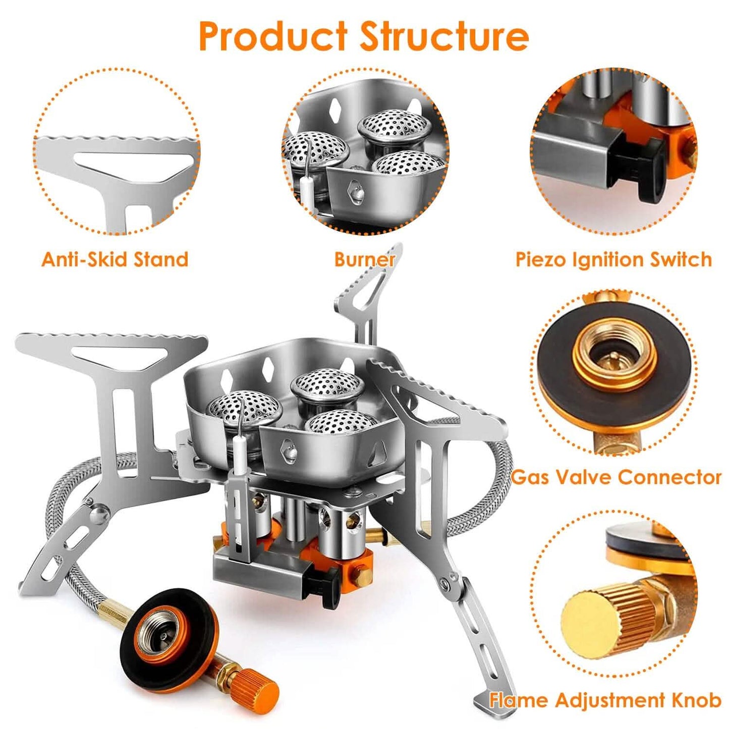 4000W Portable Camping Stove Foldable Powerful Gas Stove Backpacking Burner DailySale