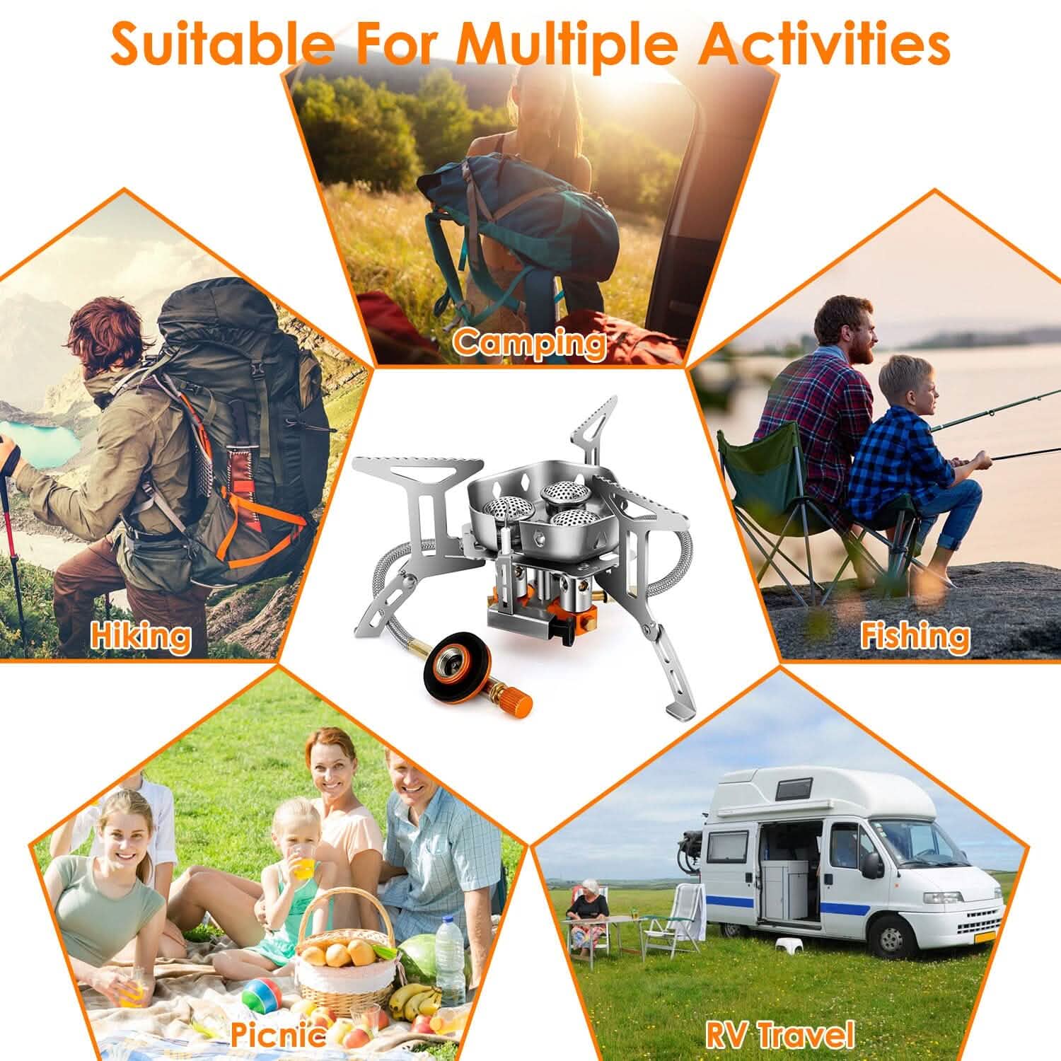 4000W Portable Camping Stove Foldable Powerful Gas Stove Backpacking Burner DailySale