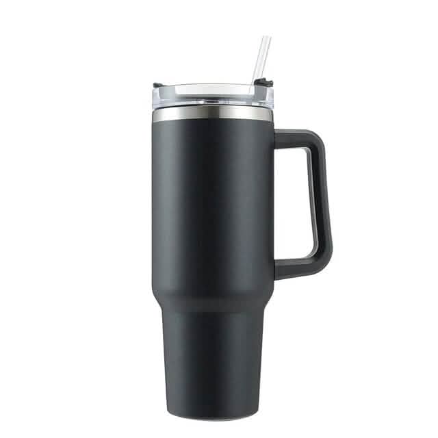40oz Reusable Vacuum Tumbler with Insulated Double Wall and Cup Handle DailySale