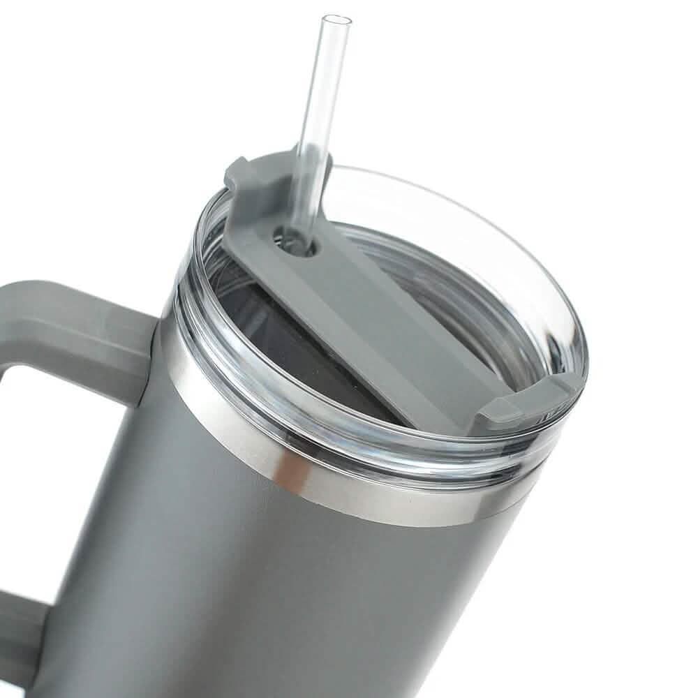 40oz Reusable Vacuum Tumbler with Insulated Double Wall and Cup Handle DailySale