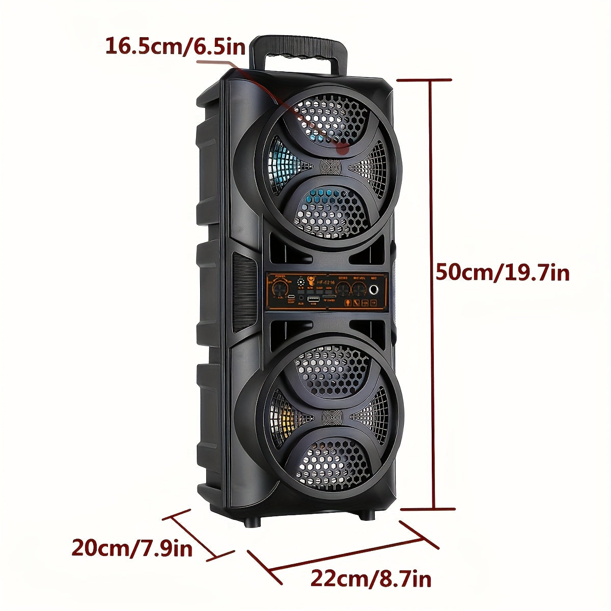 Portable Bluetooth Speaker with Subwoofer Bass, Dual 6.5" LED Woofers and Microphone DailySale