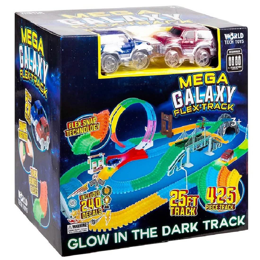 425-Piece: Mega Galaxy Flex-Track Glow Track with 2 Electric LED Light Cars DailySale