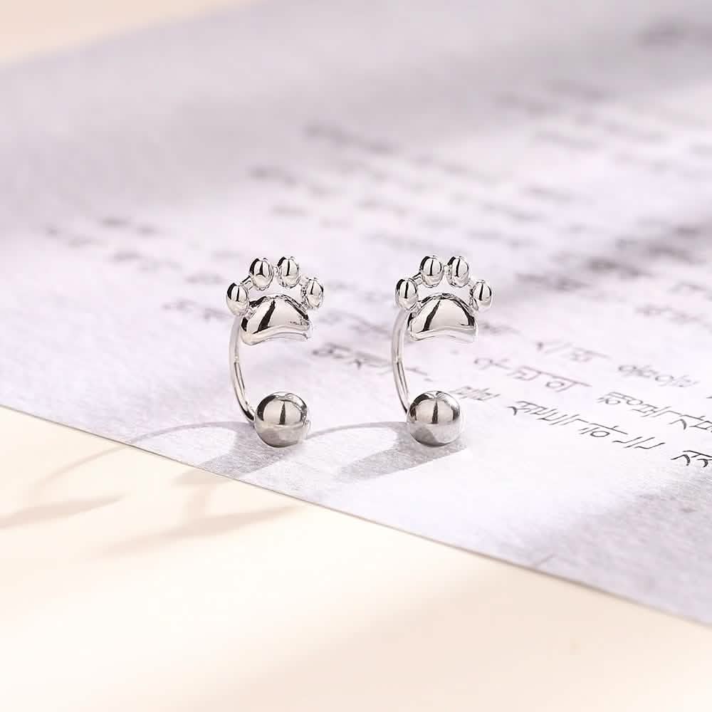 Sterling Silver Cat Paw Earrings – Screw-Back Studs, Elegant &amp; Simple DailySale