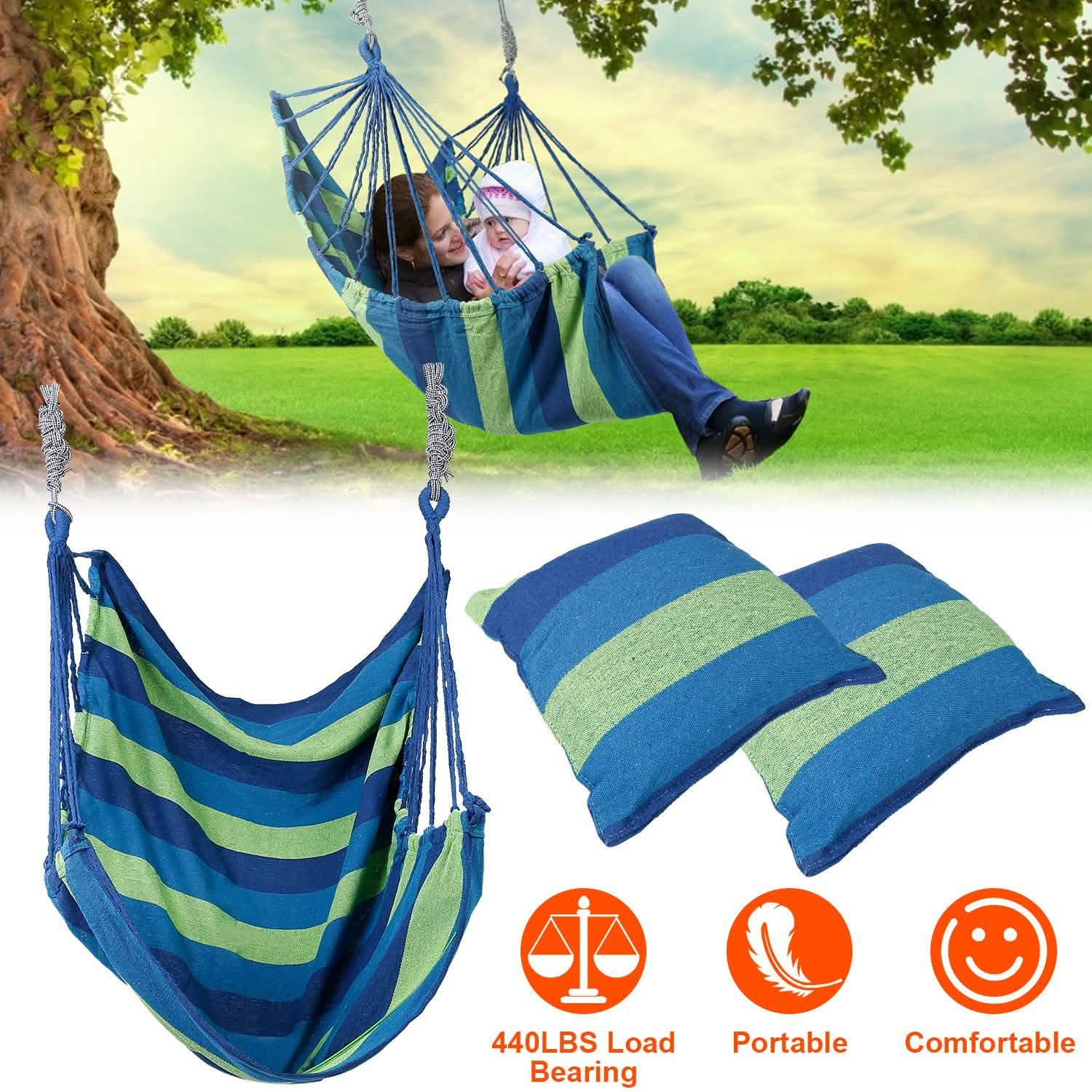 440lbs Hanging Hammock with 2 Pillows DailySale