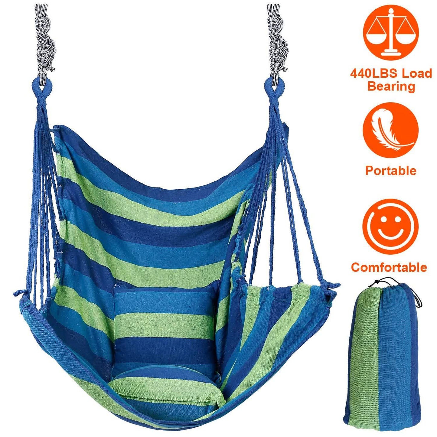 440lbs Hanging Hammock with 2 Pillows DailySale