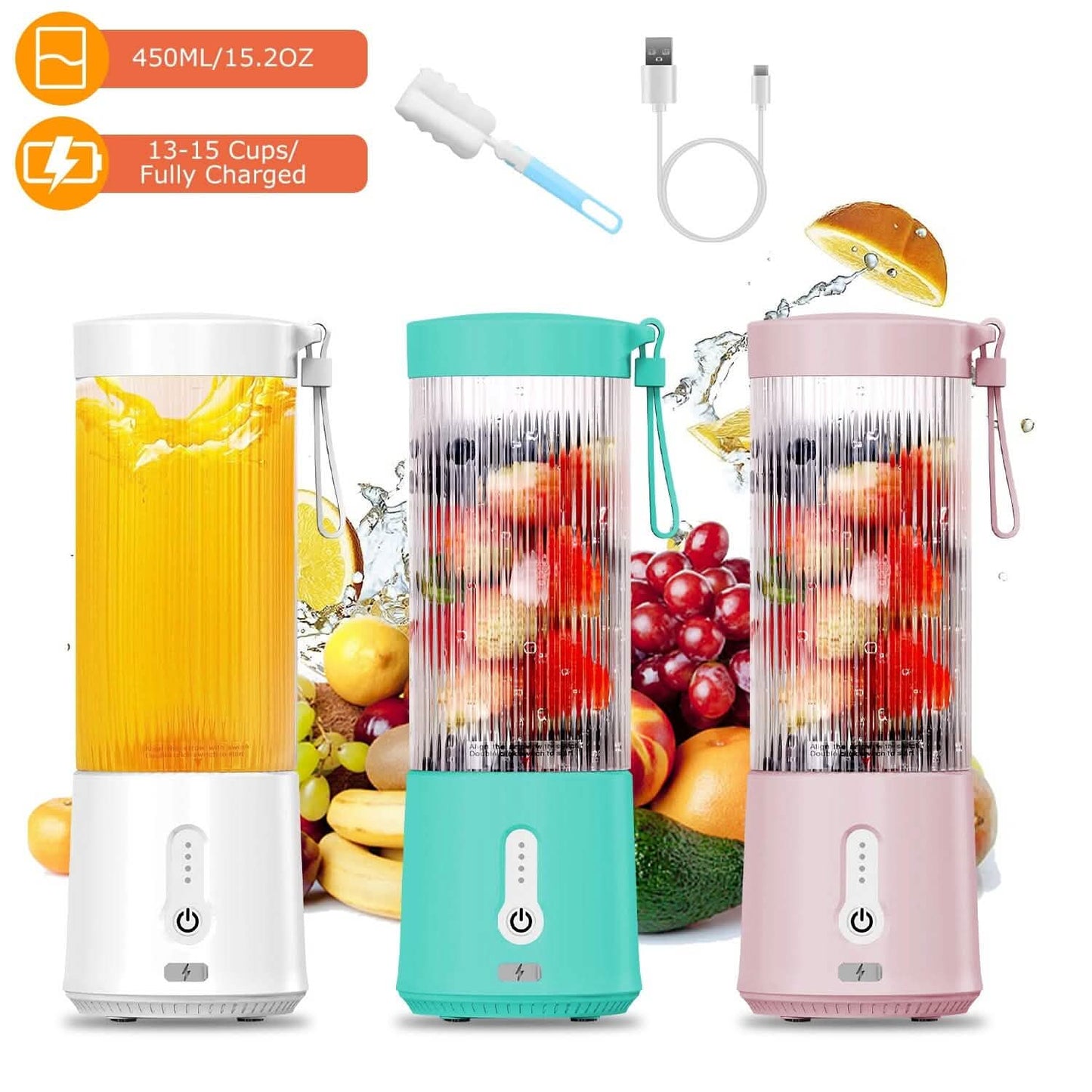 450ml Rechargeable Fruit Blender with 6 Blades DailySale