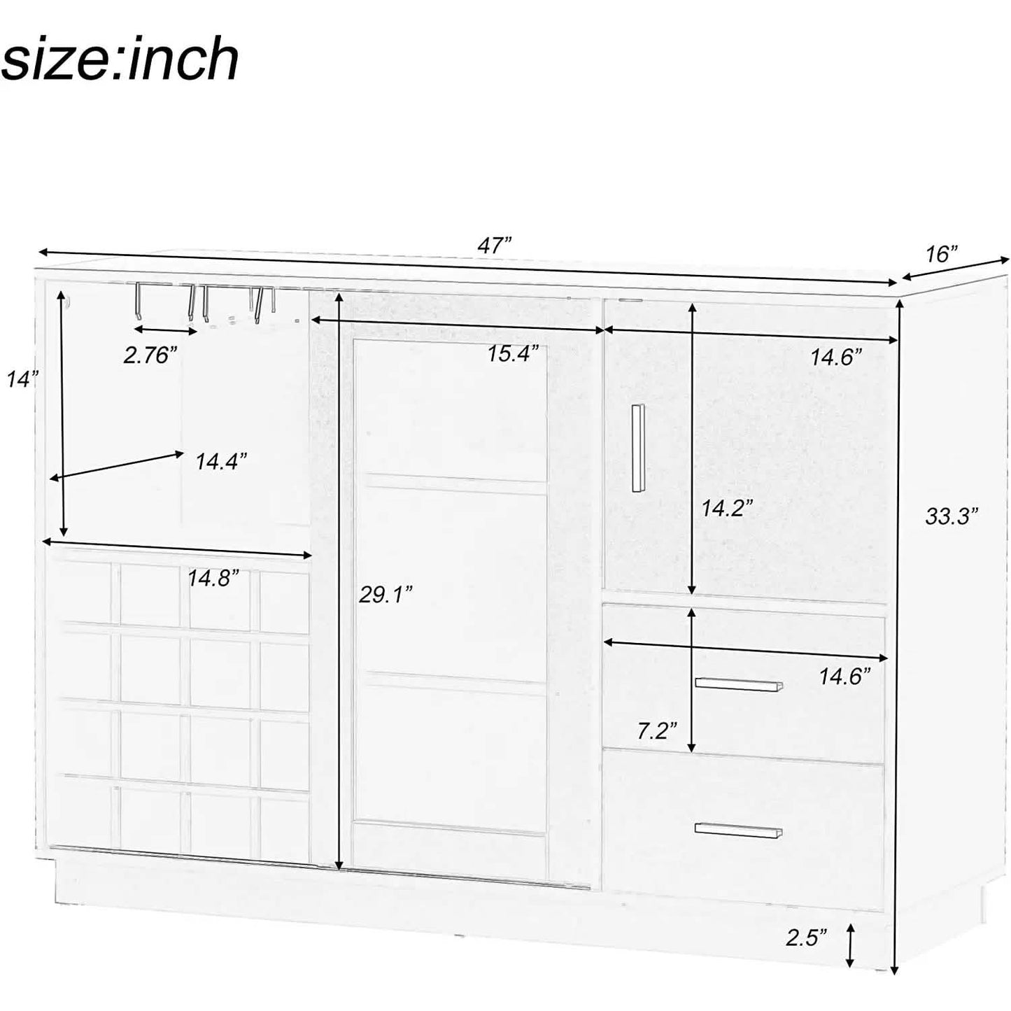 47" Console Dining Table Buffet Sideboard DailySale
