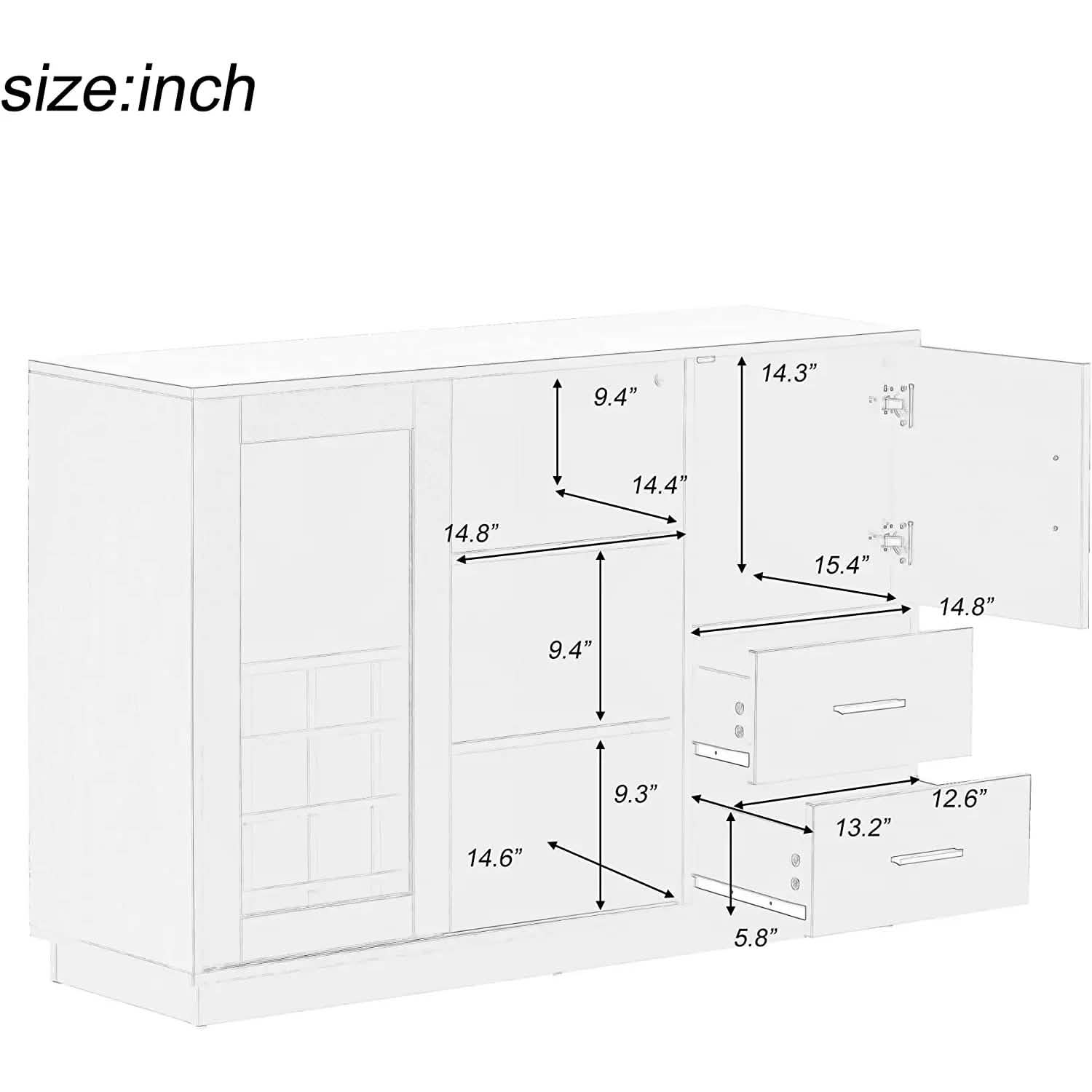 47" Console Dining Table Buffet Sideboard DailySale