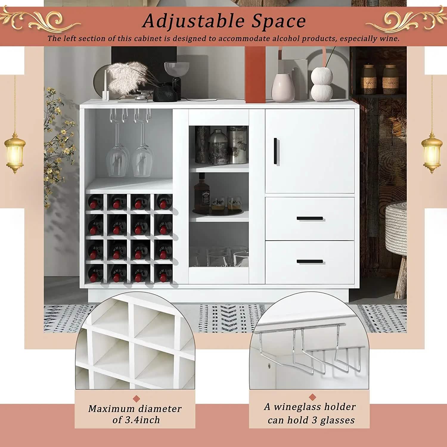 47" Console Dining Table Buffet Sideboard DailySale