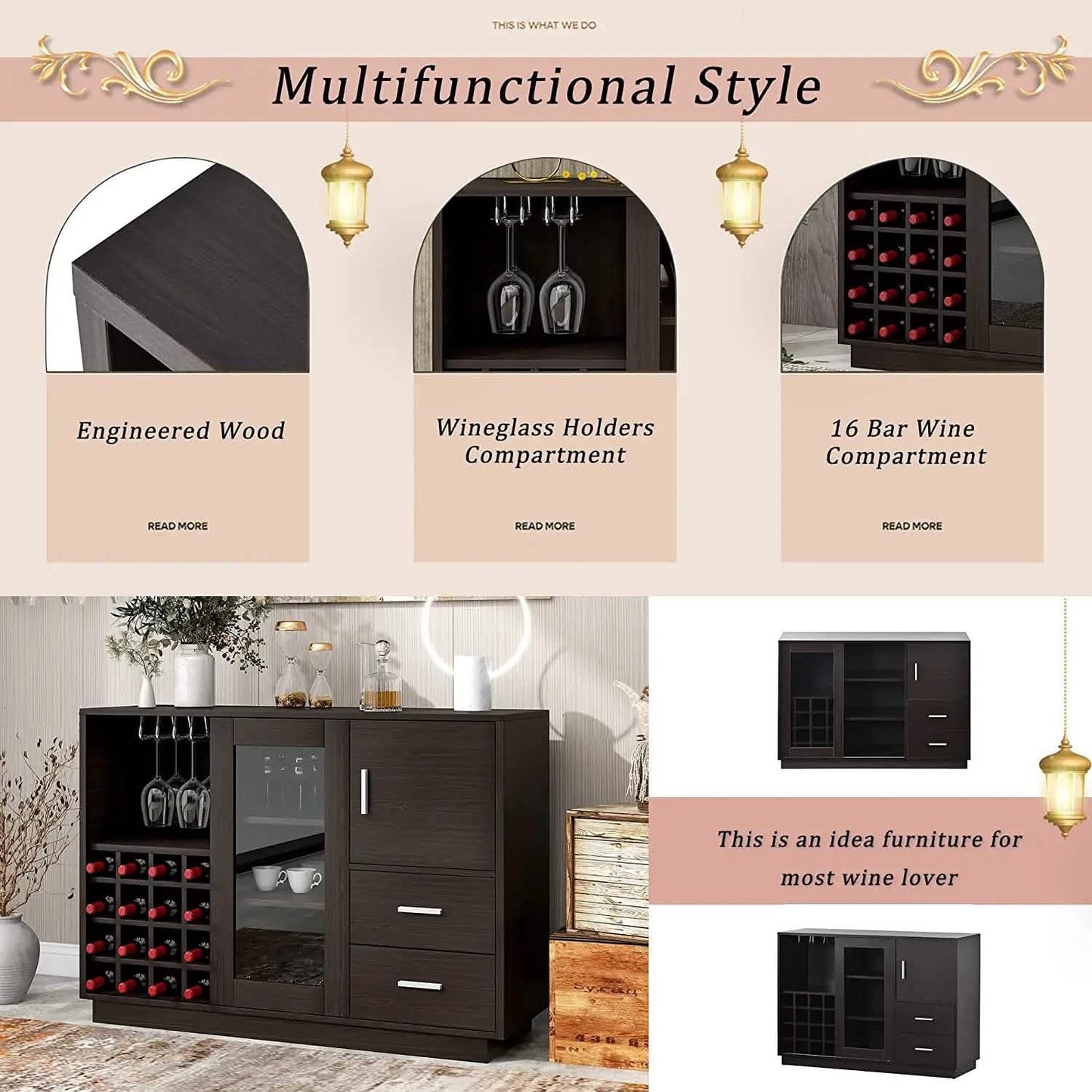 47" Console Dining Table Buffet Sideboard DailySale