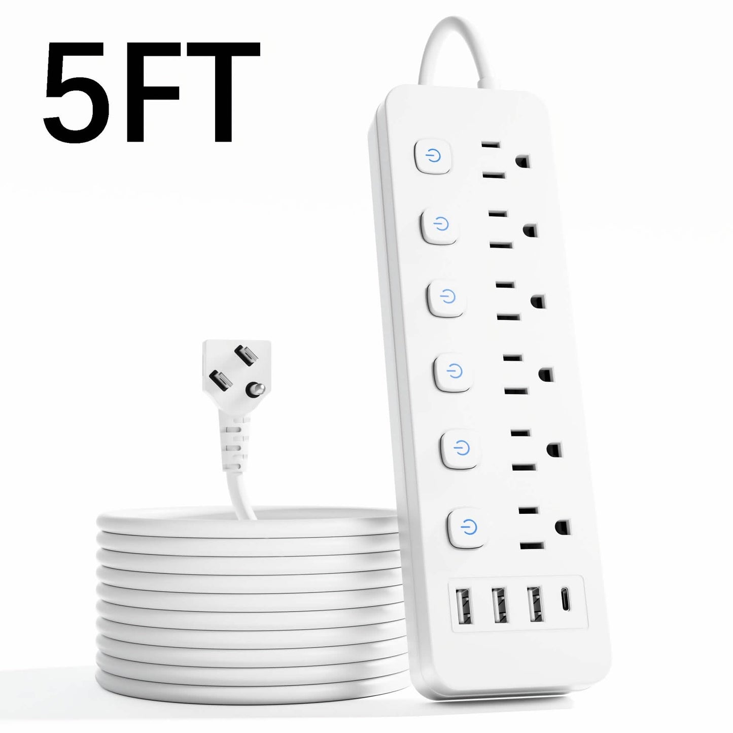 10-in-1 Multi-Outlet Power Strip – 6 AC, 3 USB-A, 1 Type-C DailySale