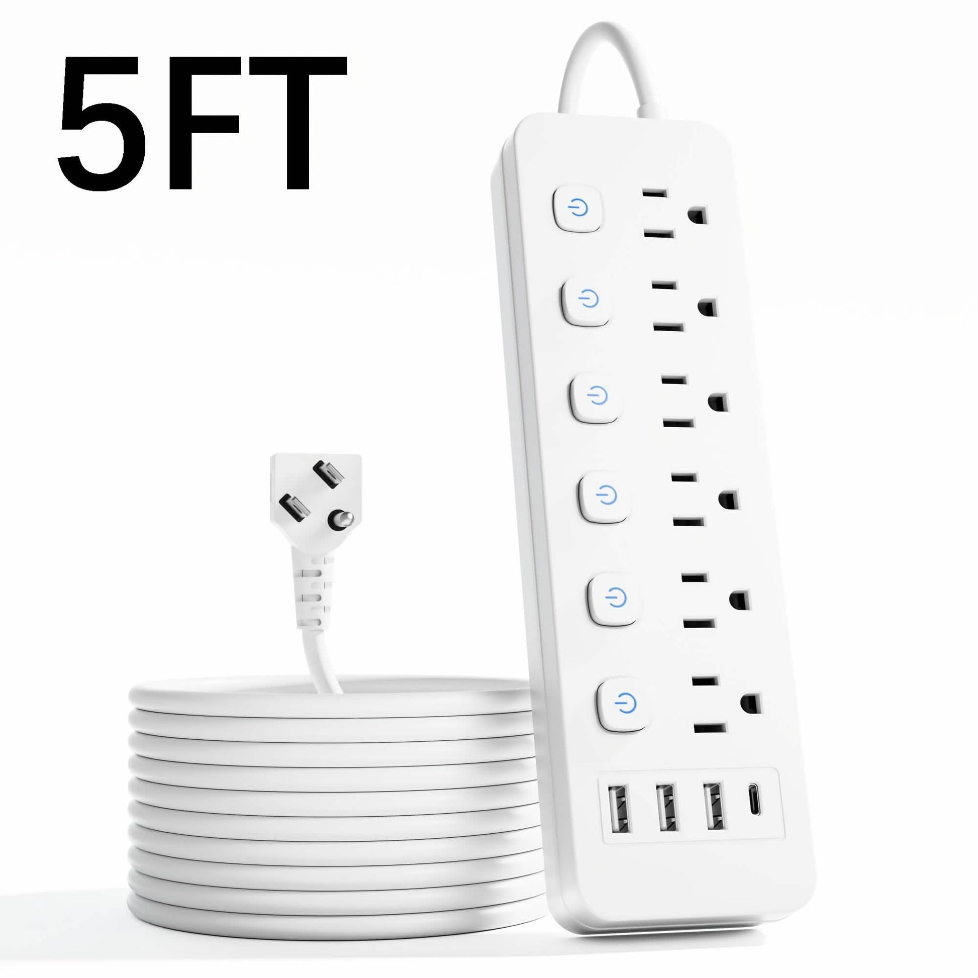 10-in-1 Multi-Outlet Power Strip – 6 AC, 3 USB-A, 1 Type-C DailySale