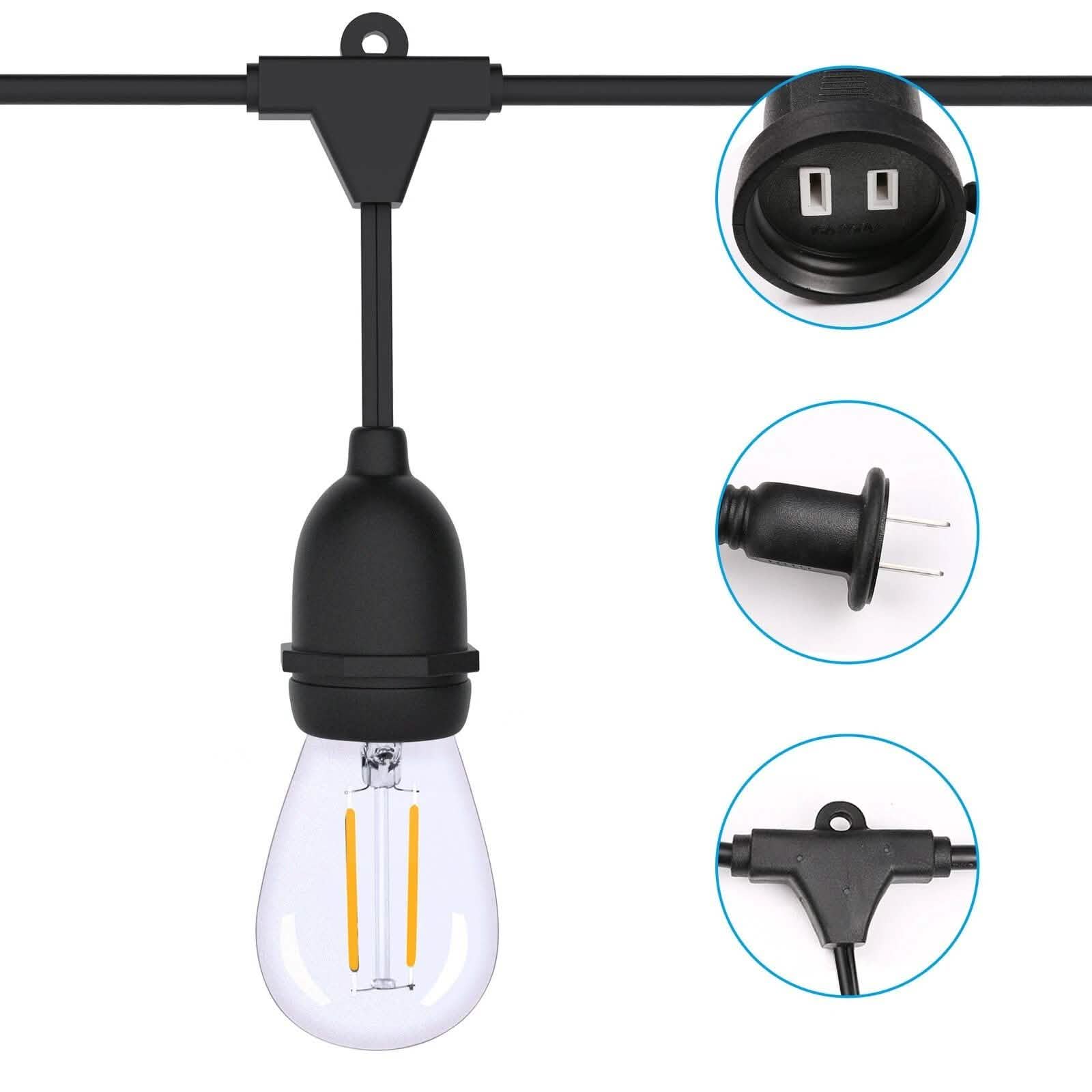 48 Ft. LED String Lights Outdoor Commercial Grade Waterproof Bulbs DailySale