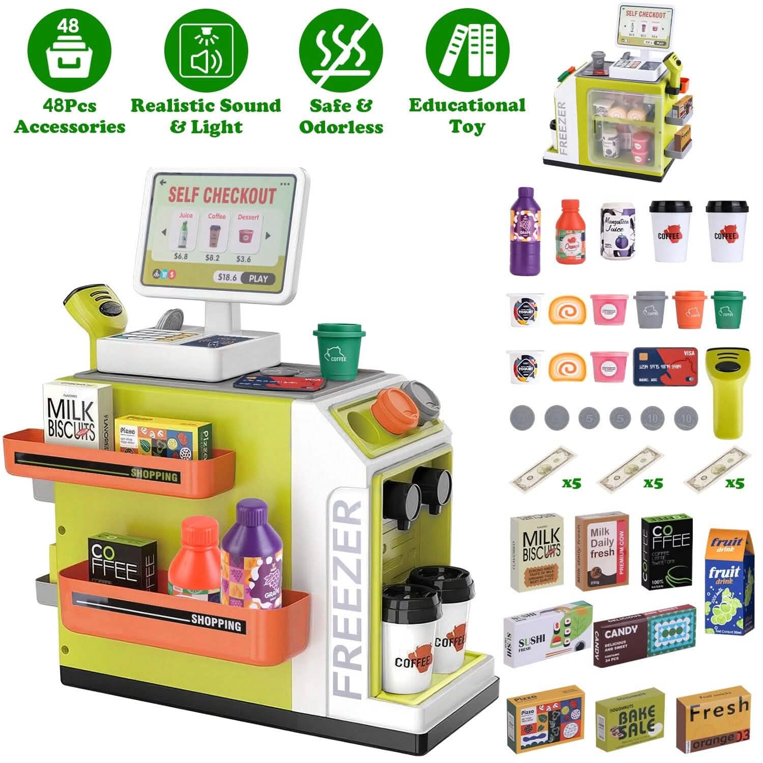 48-Piece: Pretend Cash Register Play Toy Set DailySale