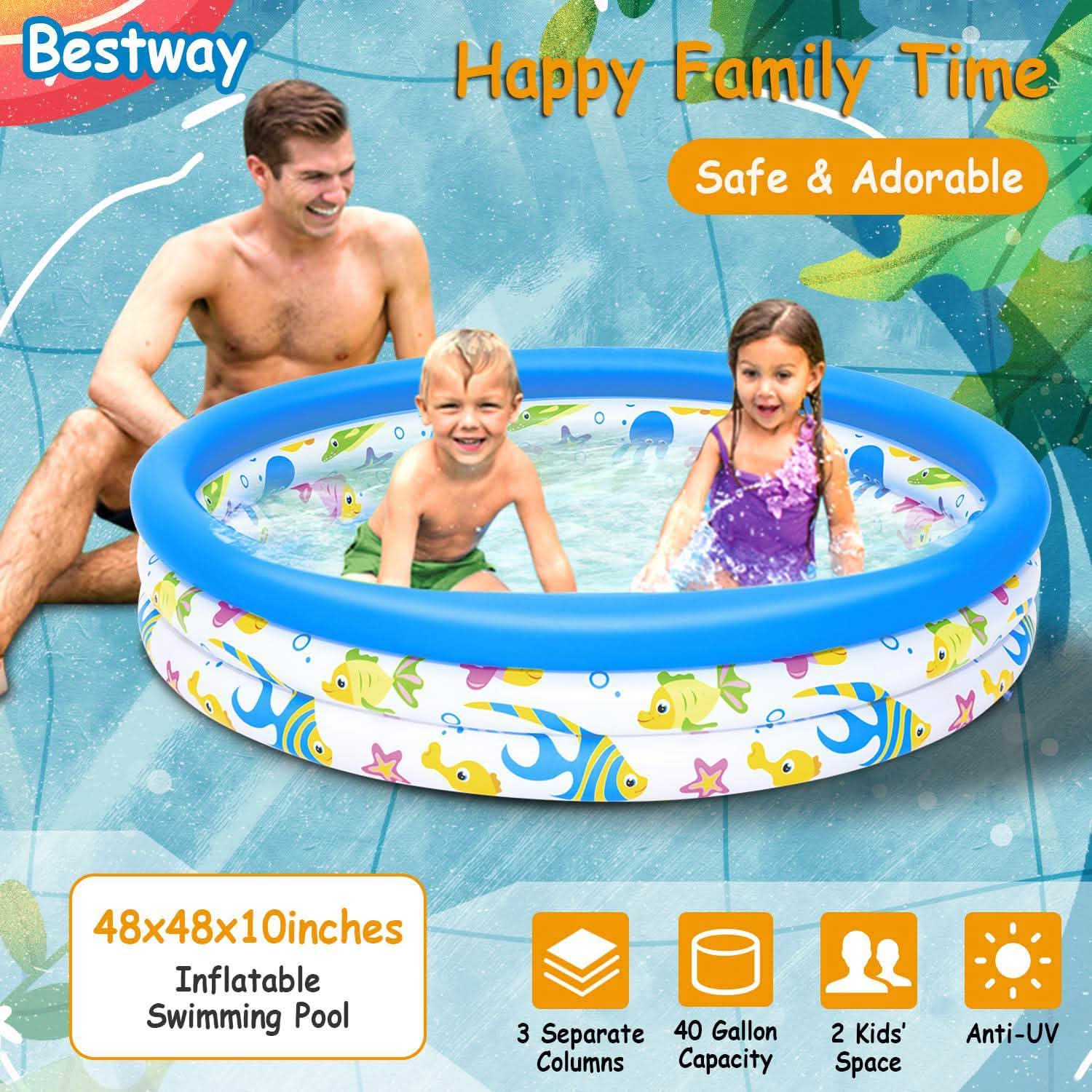 48 x 10 Inflatable Swimming Pool with 3 Velvets Water Drain Plug DailySale