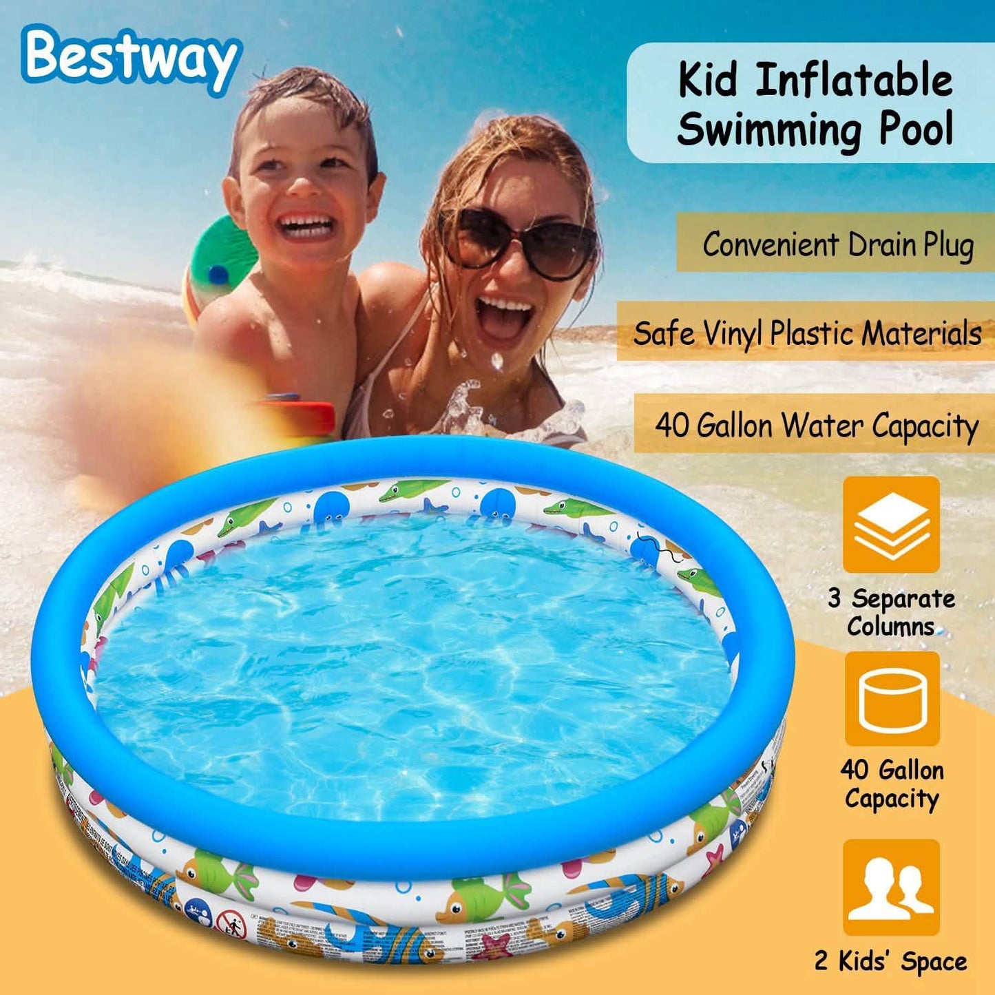 48 x 10 Inflatable Swimming Pool with 3 Velvets Water Drain Plug DailySale