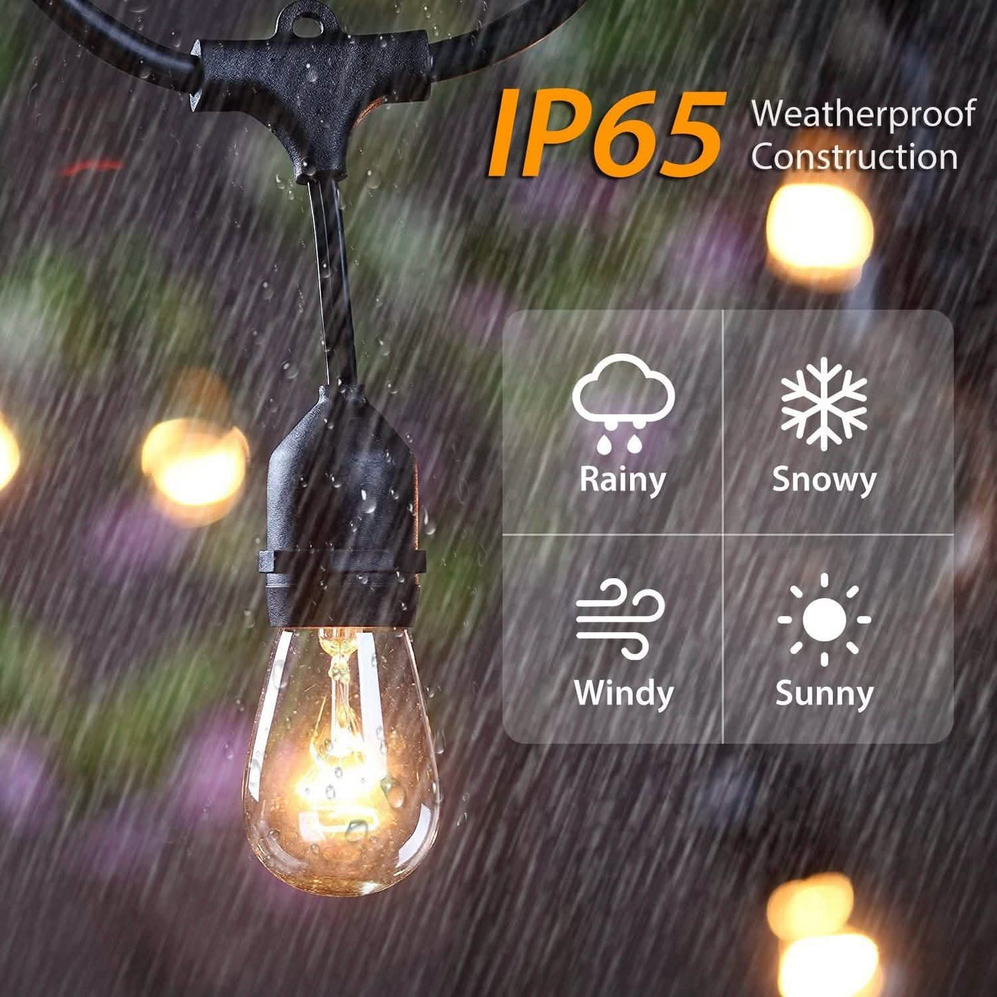 48ft Outdoor String Light Waterproof Patio String Lights Bulbs DailySale