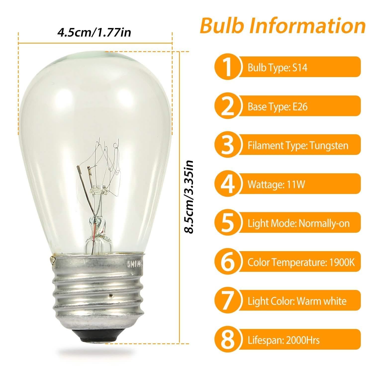 48ft Outdoor String Light Waterproof Patio String Lights Bulbs DailySale