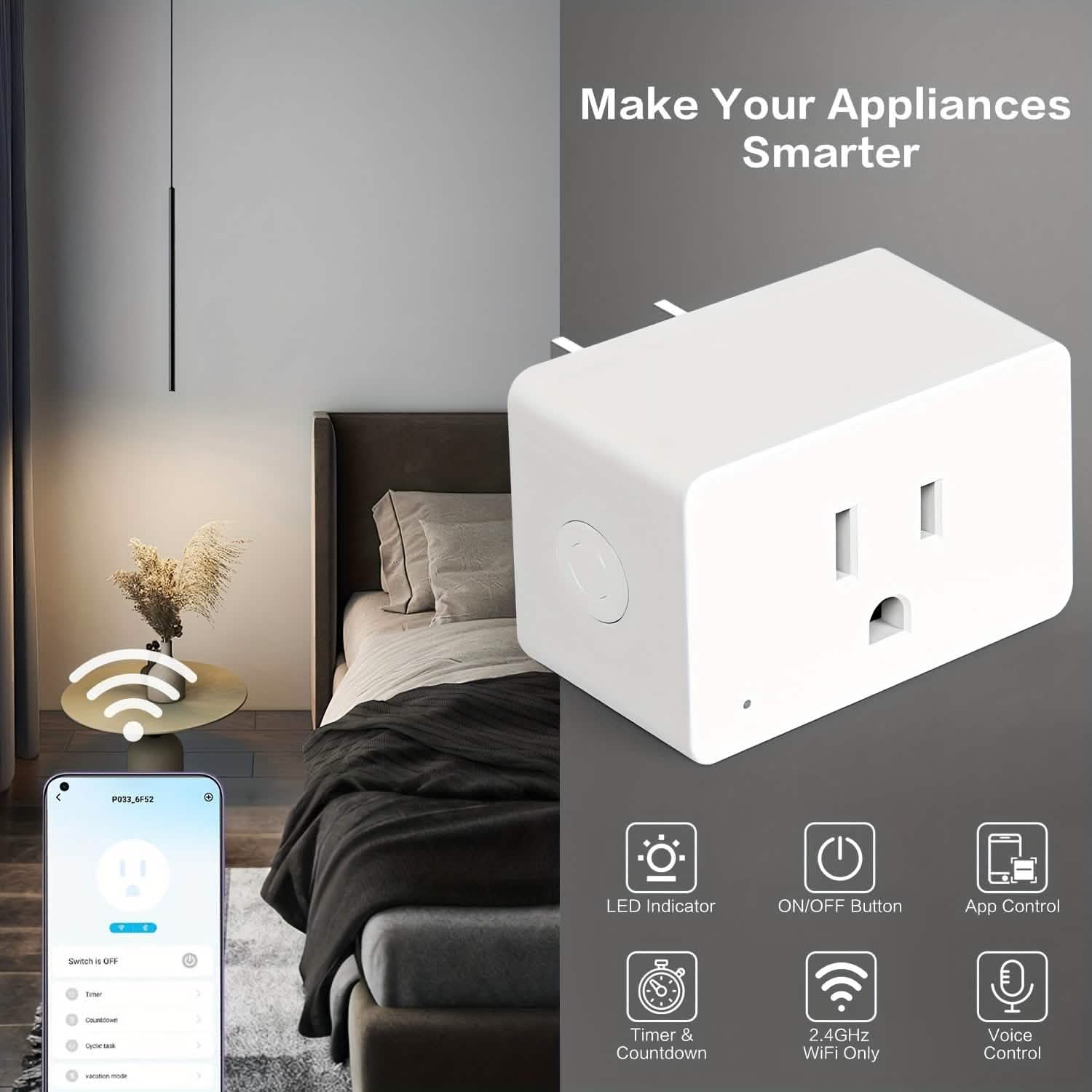 2-Pack: WiFi Smart Plug – 15A, Timer & App Control, Works with Alexa & Google Home DailySale