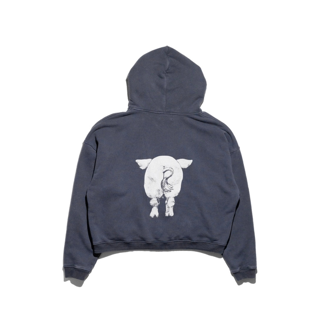 Cowboy Pig Graphic Oversized Hoodie - Vintage Zip-Up Streetwear | LuxuryUrbanwear - Luxuryurbanwear