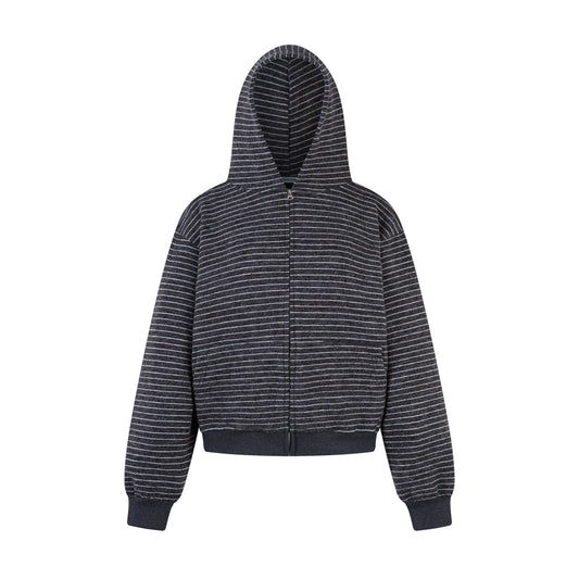 STRIPE CLOUD | Minimalist Knit Zip Hoodie - Luxuryurbanwear