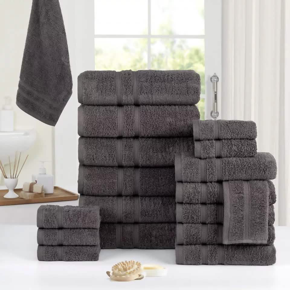 18-Piece: Bibb Home Zero Twist Egyptian Cotton Towel Set DailySale
