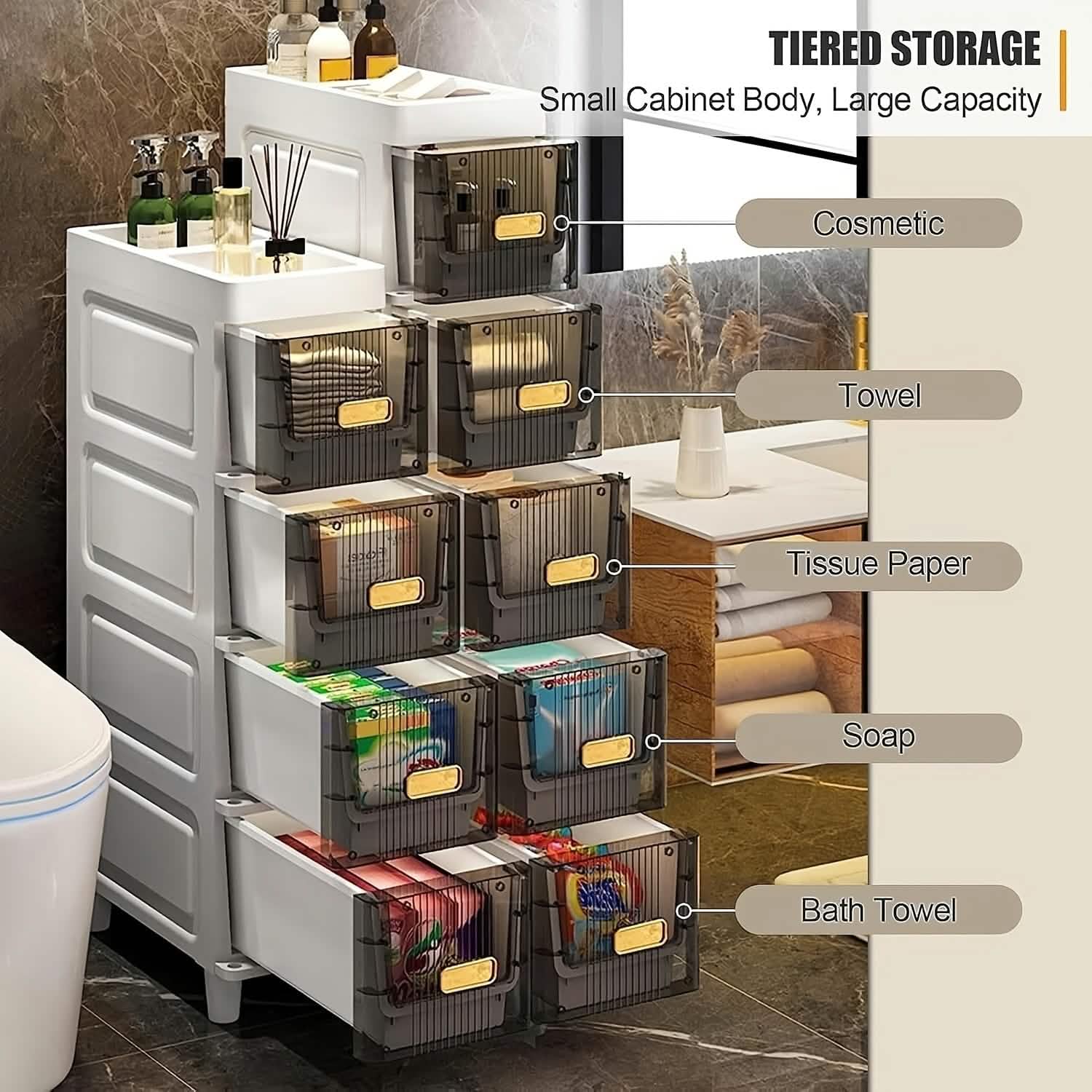 Slimline Multi-Drawer Storage Cabinet – 3, 4, or 6 Layer DailySale