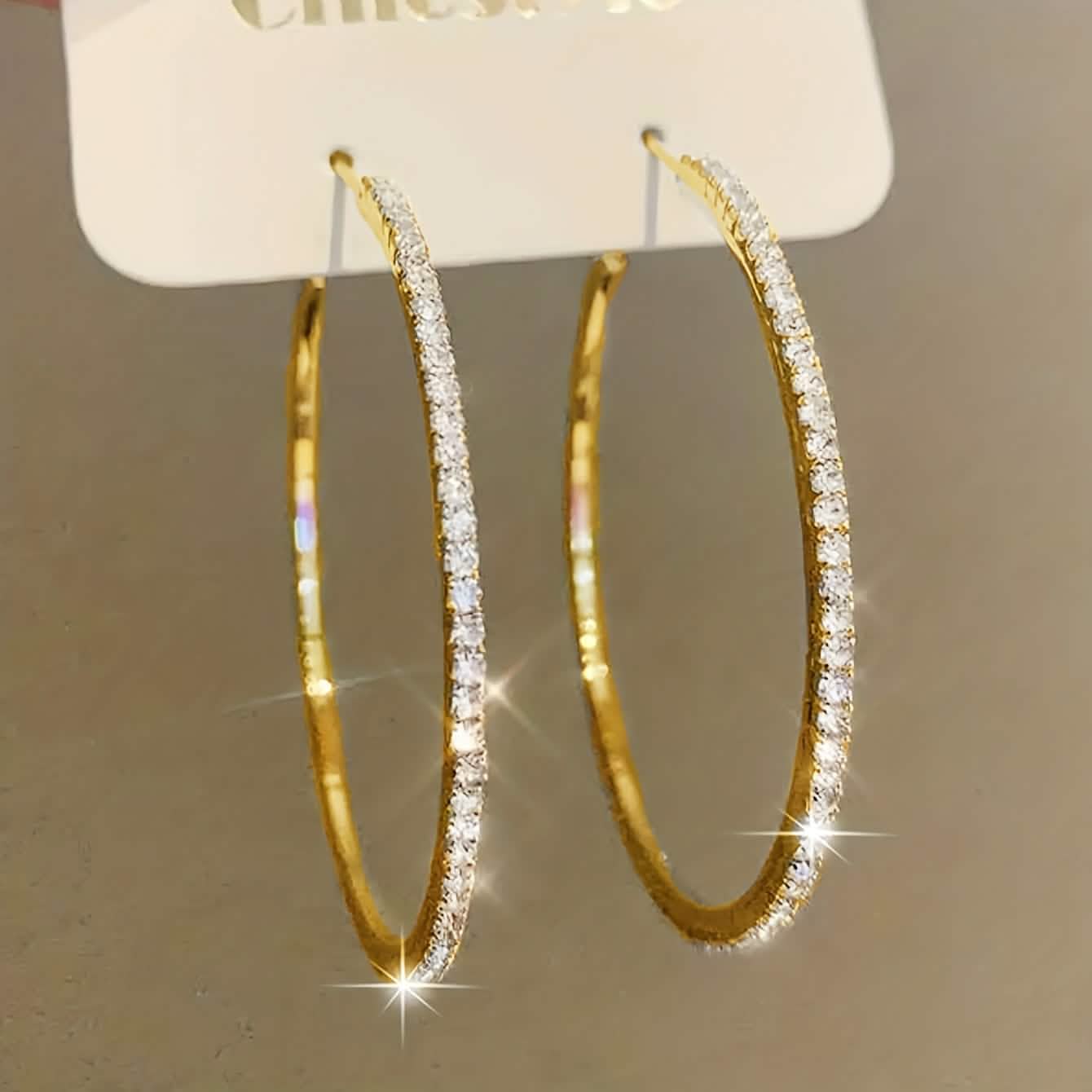Women's Rhinestone Hoop Earrings – Large Stainless Steel Bling Hoops DailySale