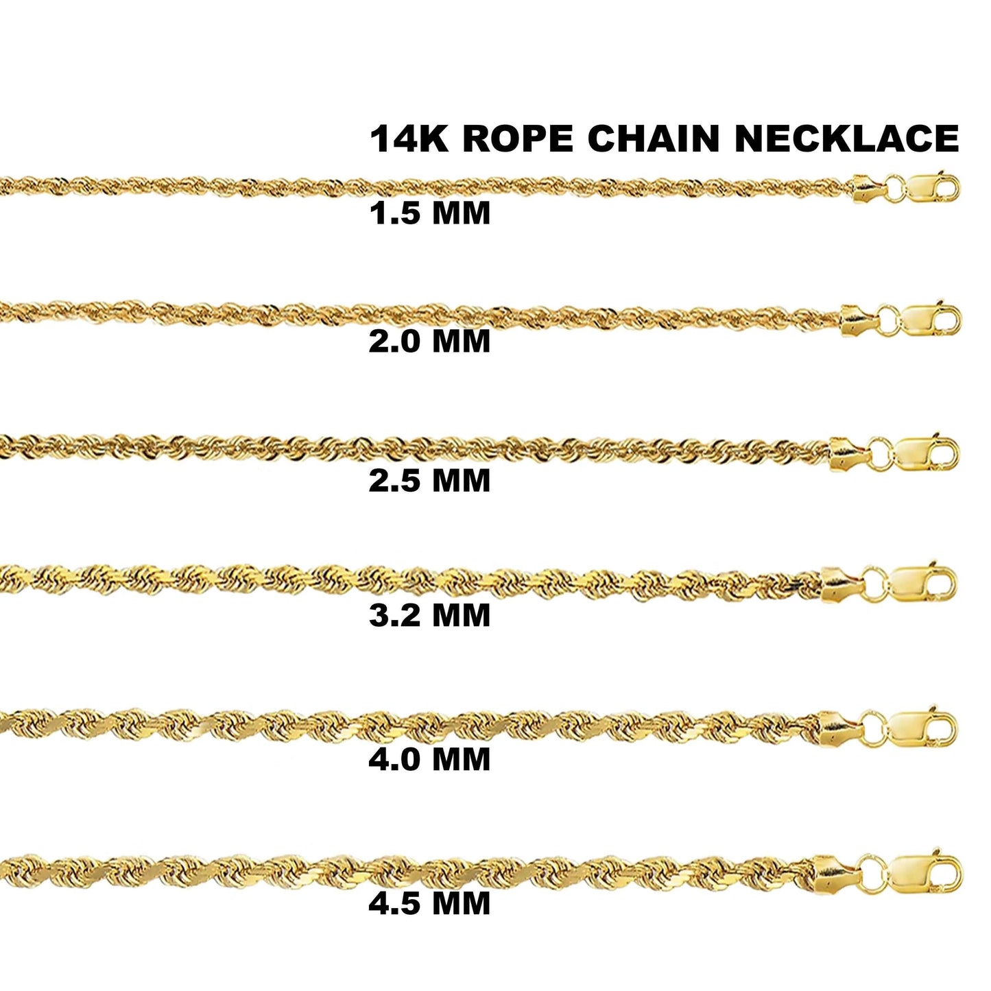14K Yellow Gold Rope Diamond Cut Chain Necklace DailySale