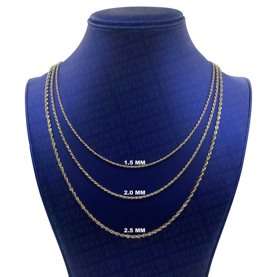 14K Yellow Gold Rope Diamond Cut Chain Necklace DailySale