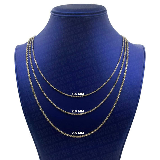 14K Yellow Gold Rope Diamond Cut Chain Necklace DailySale