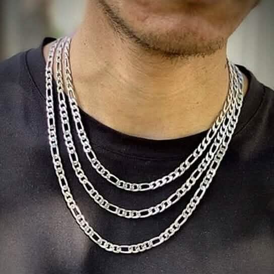 4mm Figaro Chain Necklace - Stainless Steel Necklace Men DailySale