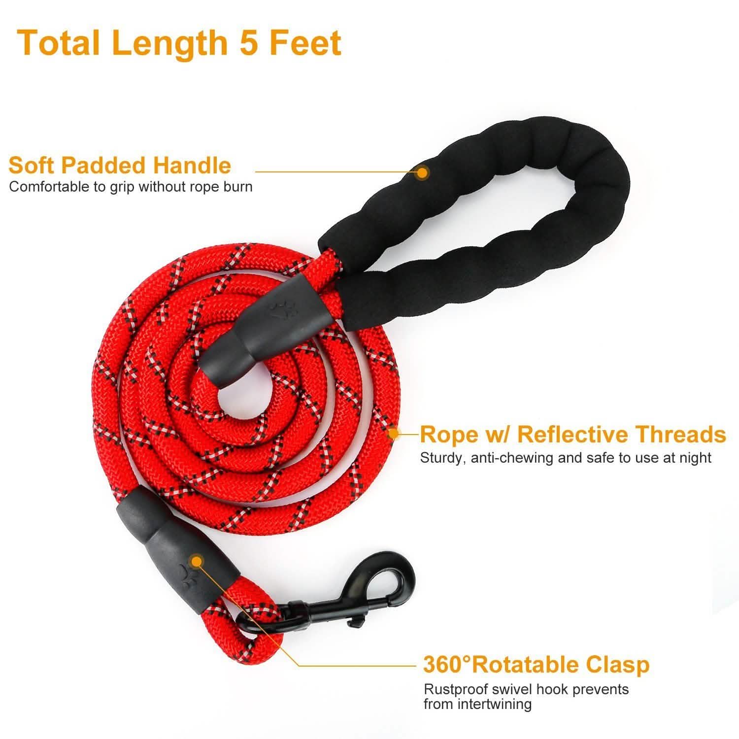 5 Ft. Dog Leash with Foam Handle DailySale