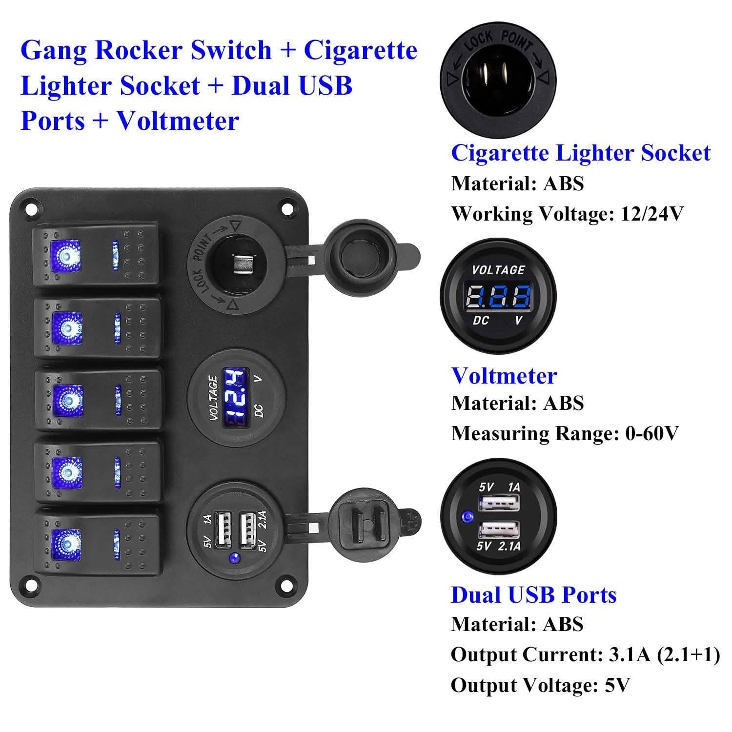 5 Gang Marine Panel Switch DailySale