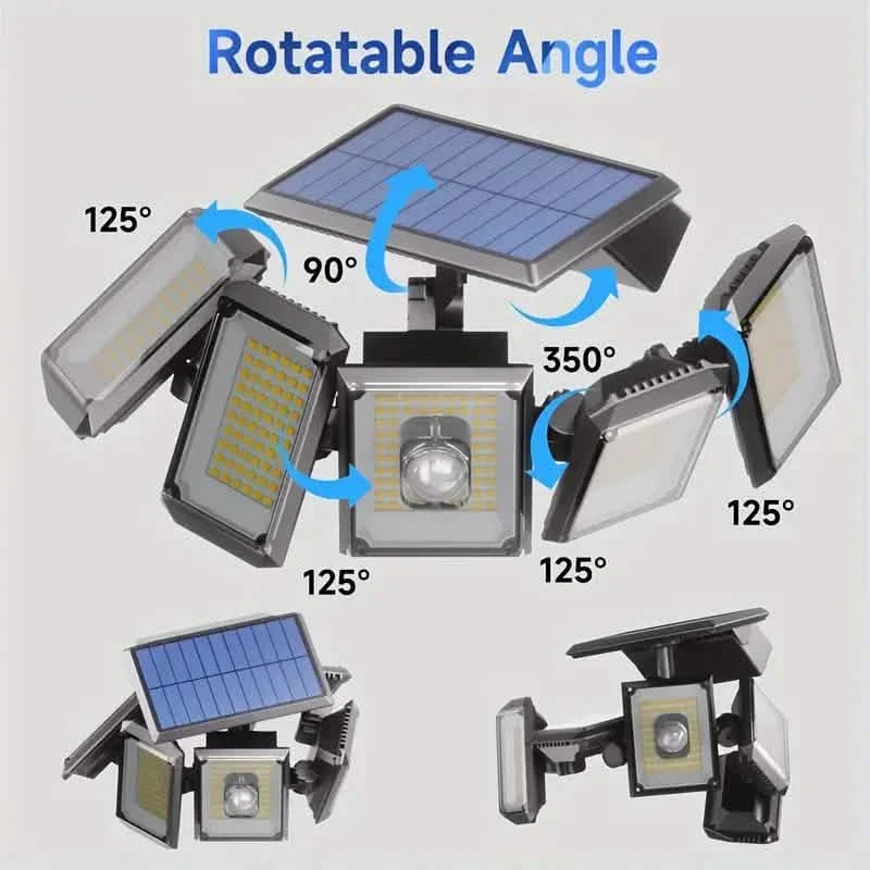 5 Heads Solar 300 LED Light Outdoor Motion Sensor Waterproof Wide-angle Illumination Wall Lamp DailySale