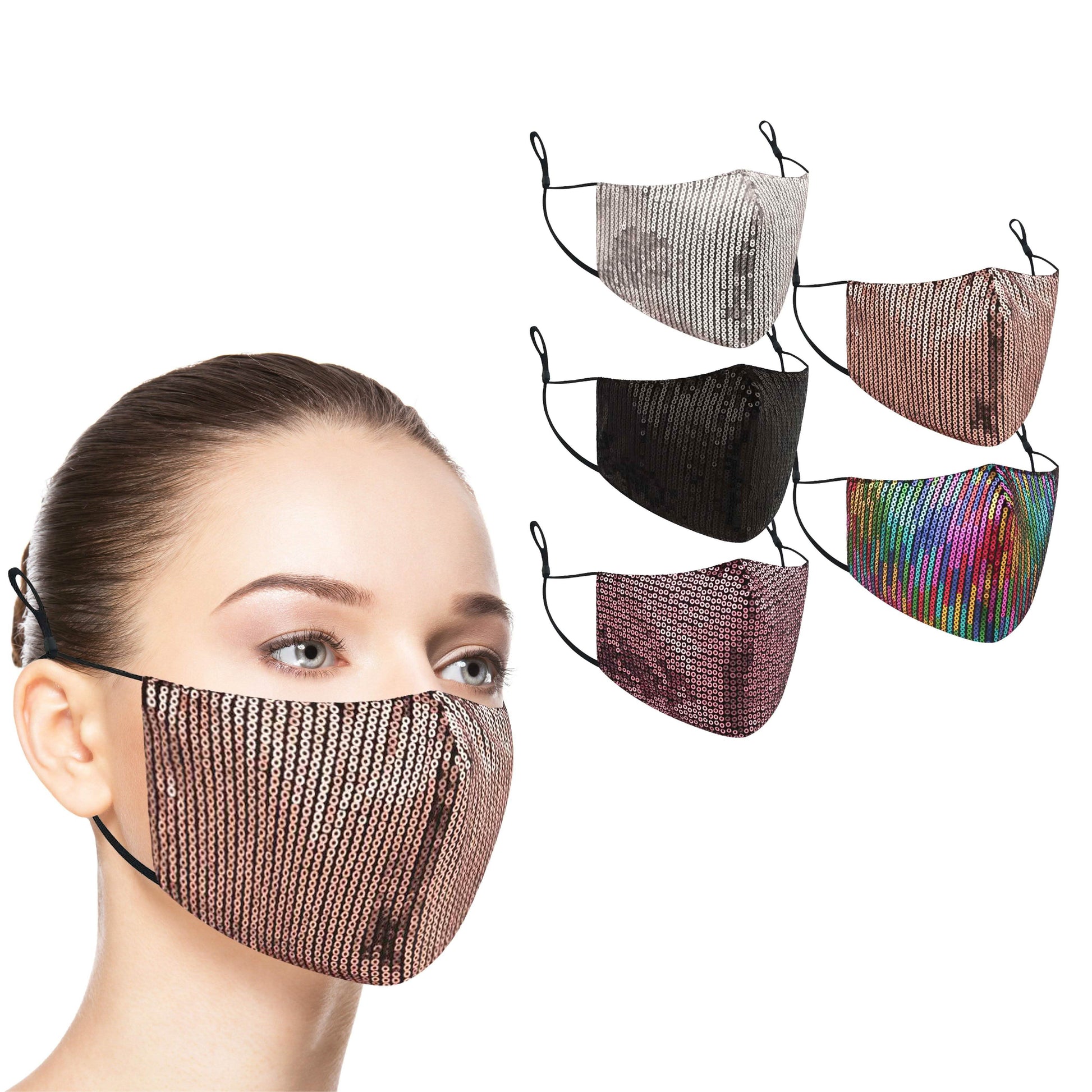 5-Pack: Fashionable Cotton Face Masks with Adjustable Ear Loops DailySale