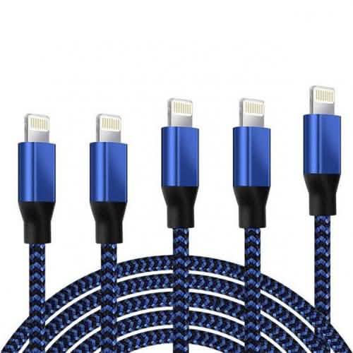 5-Pack: Heavy Duty Braided iPhone Lightning USB Cable Charger Cords DailySale