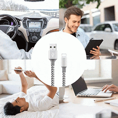 5-Pack: Heavy Duty Braided iPhone Lightning USB Cable Charger Cords DailySale