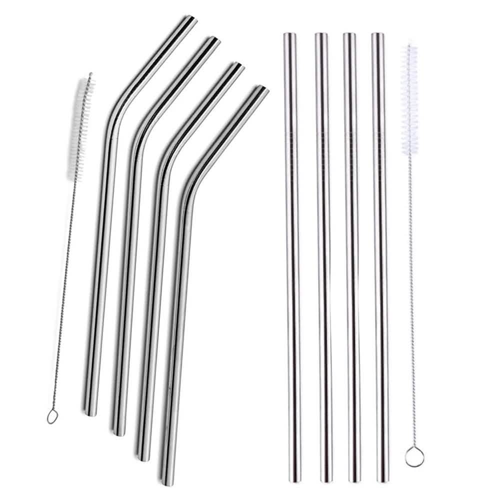 5-Pack: Stainless Steel Bend Or Straight Drinking Straws DailySale