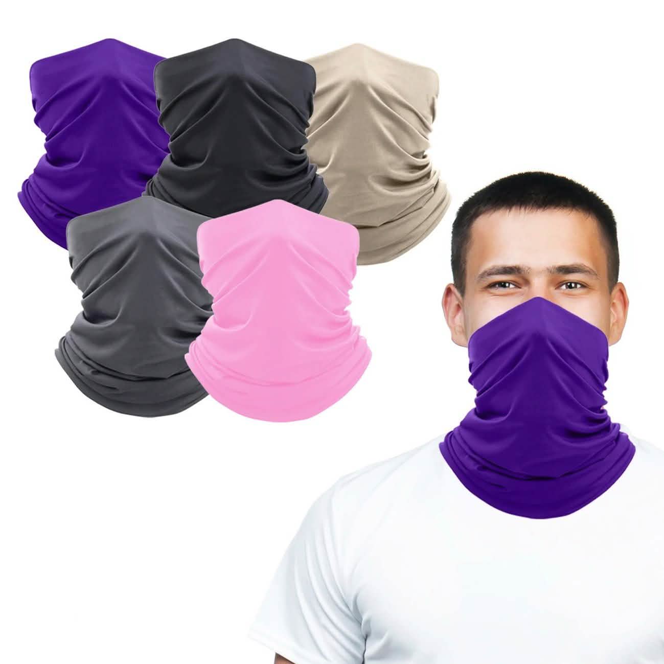 5-Pack: Washable And Reusable Face Mask Bandana and Neck Gaiter DailySale